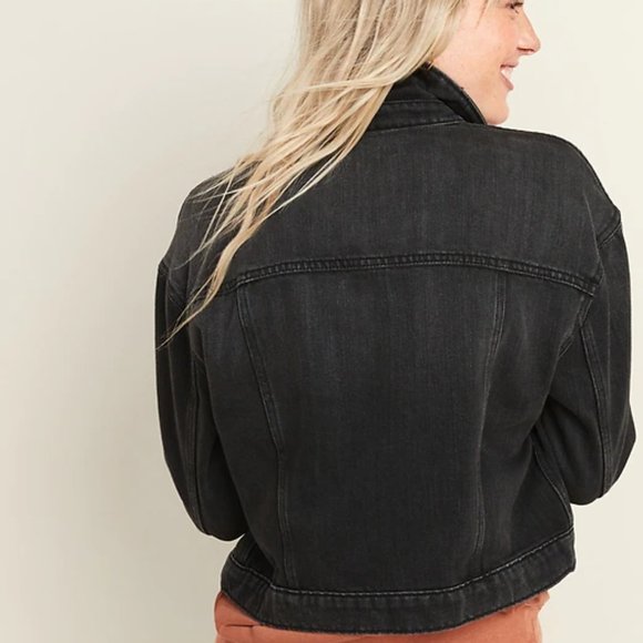 Cropped Black Jean Jacket - Picture 2 of 6